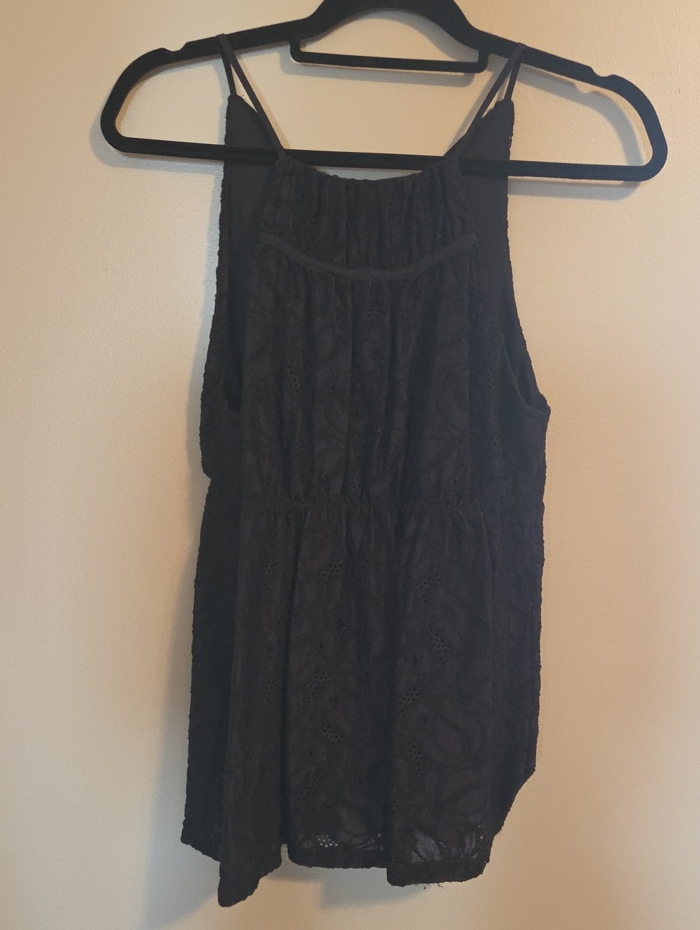 BCBGMaxAzria Black Lace Halter Tank Top